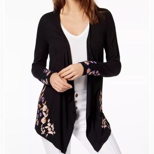 I.N.C. Embroidered Open-Front Cardigan Medium